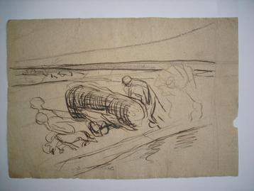 c1884 Eugène LAERMANS °1864-1940 dubbelzijdige tekening inkt beschikbaar voor biedingen