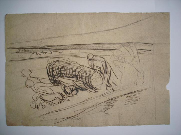 c1884 Eugène LAERMANS °1864-1940 dubbelzijdige tekening inkt, Antiek en Kunst, Kunst | Schilderijen | Klassiek, Ophalen of Verzenden