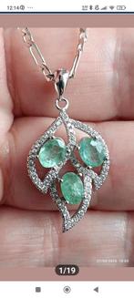 Prachtige sterling zilveren hanger met 3 natuurlijke smaragd, Nieuw, Ophalen of Verzenden, Groen, Zilver