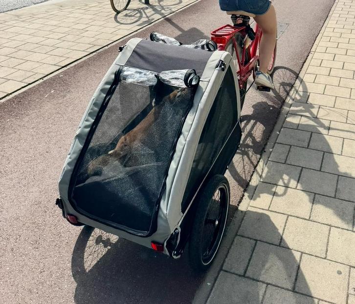 Fietskar hond, Fietsen en Brommers, Fietsaccessoires | Aanhangwagens en Karren, Gebruikt, Hondenkar, 20 tot 40 kg, Opvouwbaar