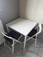 Ikea eettafel + 2x plooibare stoelen, Huis en Inrichting, Tafels | Eettafels, 50 tot 100 cm, Gebruikt, Metaal, Vier personen