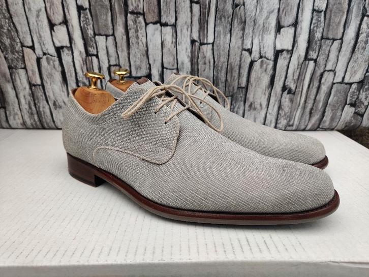 Floris van Bommel grijs suede herenschoenen - Mt 41,5 (7,5), Kleding | Heren, Schoenen, Zo goed als nieuw, Veterschoenen, Overige kleuren