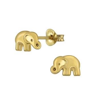 Boucles d'oreilles éléphant pour enfants en argent plaqué or