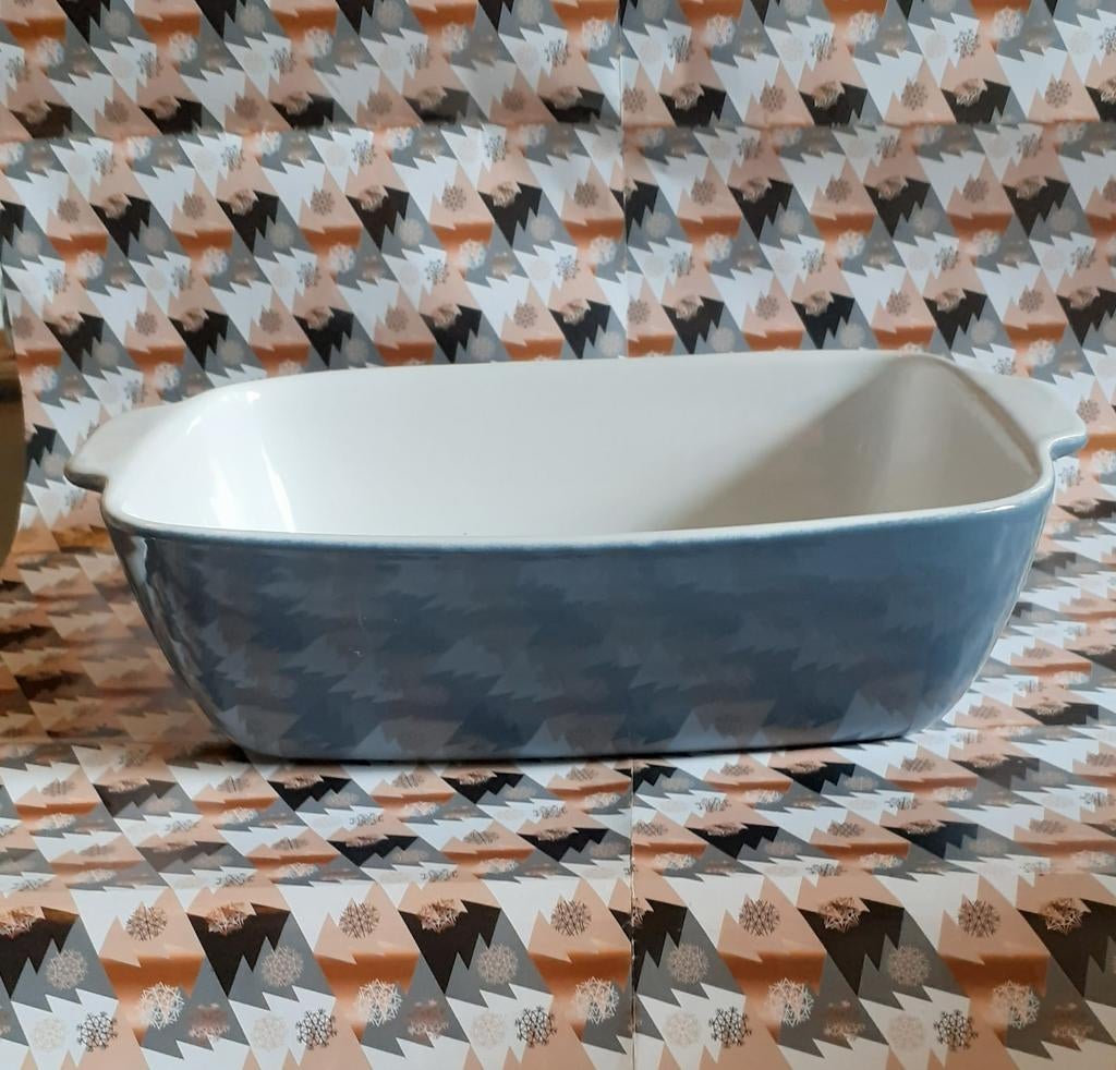 plat pour four neuf gris bleuté et blanc 25x14 cm, Enlèvement ou Envoi, Neuf, Poterie, Récipient(s)