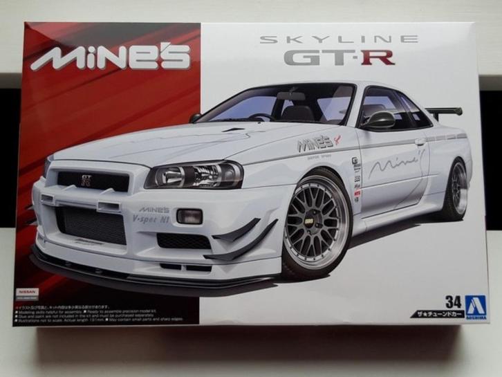 Modelbouw Nissan Skyline GT-R R34 Mines – bouwmodel 1:24, Hobby en Vrije tijd, Modelbouw | Auto's en Voertuigen, Nieuw, Auto, Groter dan 1:32