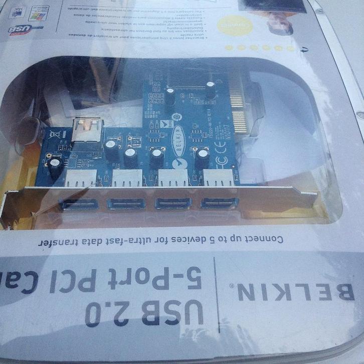 Belkin 5x USB 2.0-poorten PCI uitbreidingskaart, Computers en Software, Geheugenkaartlezers, Zo goed als nieuw, Ophalen of Verzenden
