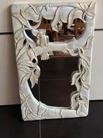 Vintage decoratieve houten spiegel wit met goudaccenten, Ophalen, Minder dan 50 cm, Gebruikt, Minder dan 100 cm