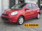 Micra 1.2i **62.000Km** Garantie, Pano, KeyLess, GPS, Auto's, Nissan, Voorwielaandrijving, Euro 5, Stof, Zwart