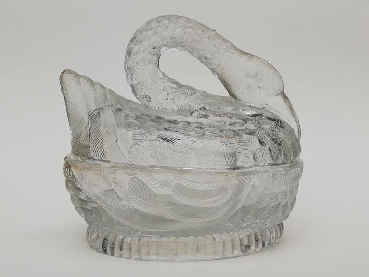 Mooie doos in persglas - de zwaan - begin 20ste E - Pasen, Antiek en Kunst, Curiosa en Brocante, Ophalen of Verzenden