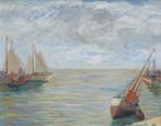 Adriaan Vandewalle (1907-1997): Vissersboten (O/D, 75x65cm), Antiek en Kunst, Ophalen of Verzenden