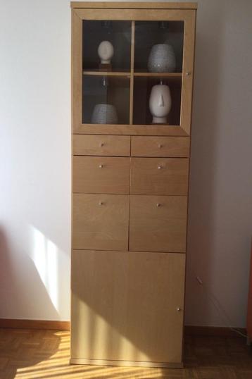 Kast combi opberg/vitrine, glas met verlichting  beschikbaar voor biedingen