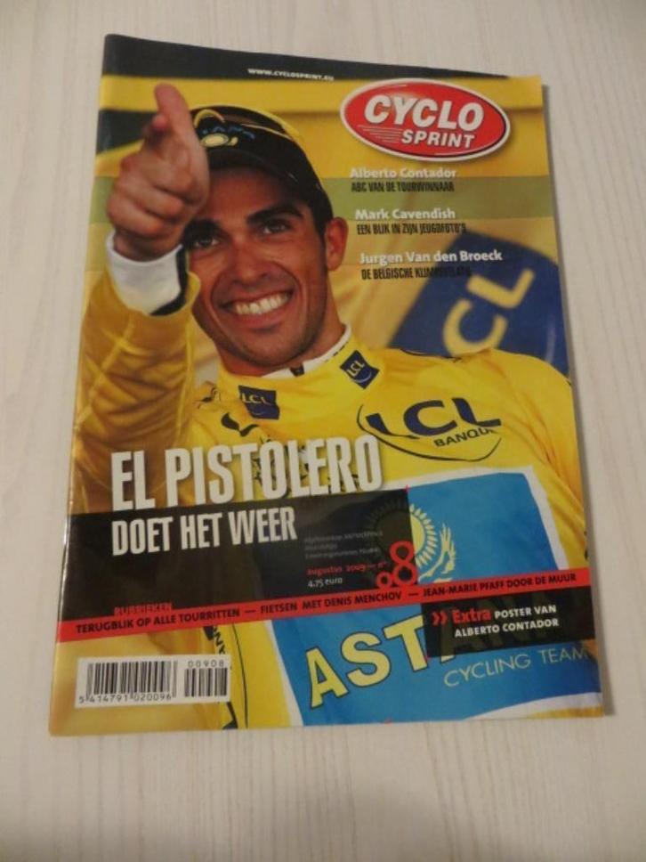 Magazine : Cyclo Sprint: Contador -- Aug. 2009 - wielrennen, Livres, Journaux & Revues, Utilisé, Sports et Loisirs, Enlèvement ou Envoi
