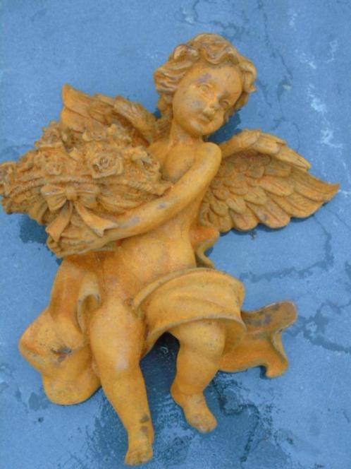 statue d un ange mural avec panier de fleurs en fonte pat, Jardin & Terrasse, Décoration murale de jardin, Neuf, Enlèvement ou Envoi