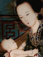 Grand Égomise chine Gheisa & bébé. Dinastie Qing 1890 ., Antiquités & Art, Art | Peinture | Classique