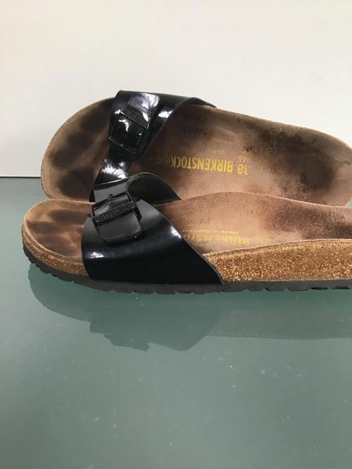 Gratis Verzenden | Birkenstock Madrid zwarte slippers 38, Kleding | Dames, Schoenen, Zo goed als nieuw, Slippers, Zwart, Verzenden