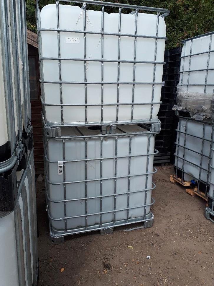 1000L Watervaten metalen pallet , ibc containers als nieuw, Jardin & Terrasse, Barils de pluie, Comme neuf, Enlèvement ou Envoi