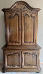 Gesloten eiken vitrinekast, Ophalen, Met deur(en), 100 tot 150 cm, 200 cm of meer