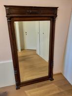 Oude afgeschuinde spiegel met massief eiken lijst., Antiek en Kunst, Antiek | Spiegels, 50 tot 100 cm, 150 tot 200 cm, Rechthoekig