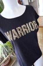 zwart glitter leuk warrior T-shirt, Kleding | Dames, T-shirts, Maat 38/40 (M), Astrid Black Label, Zwart, Nieuw