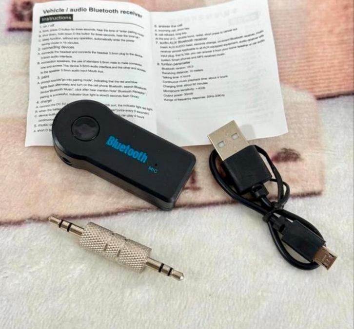 Draadloze Bluetooth Auto Ontvanger Receiver Audio Muziek AUX, Auto diversen, Auto-accessoires, Nieuw, Ophalen of Verzenden