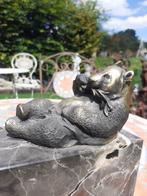 Gesigneerd dierbrons (de panda proeft een takje ba), Ophalen of Verzenden, Brons