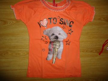 leuke t-shirt met hondje meisje maat 128/134