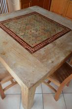Schitterende teakhouten tafel (met Marokkaanse mozaïekplaat), Ophalen, Zo goed als nieuw, Vijf personen of meer, 100 tot 150 cm
