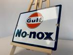 Gulf No-nox emaille bordje, Verzamelen, Ophalen of Verzenden, Gebruikt, Reclamebord