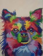 olieschilderij chihuahua popart (60x80 cm), Antiek en Kunst, Ophalen of Verzenden