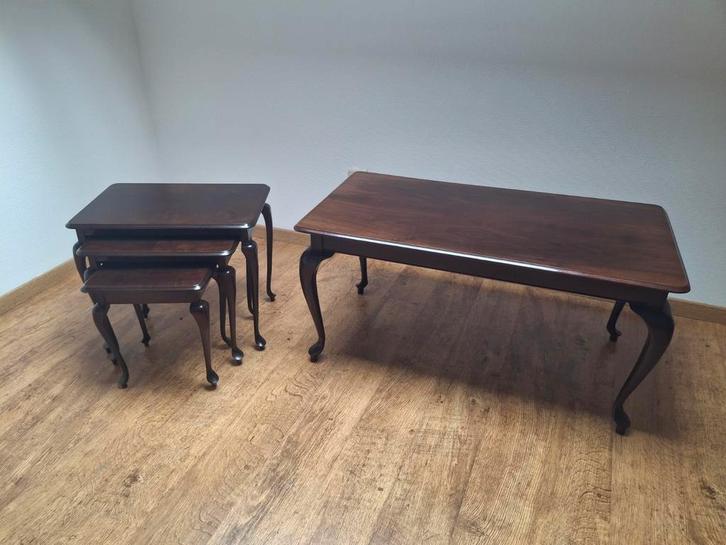 Queen Anne salontafel / mimiset 3-delig '62 in mooie staat, Antiek en Kunst, Antiek | Meubels | Tafels, Ophalen