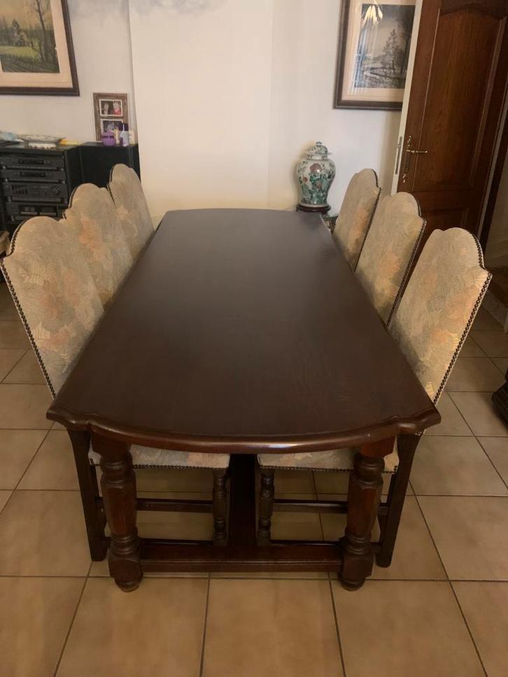 Massieve eiken eetkamer, Huis en Inrichting, Complete eetkamers, Zo goed als nieuw, Ophalen