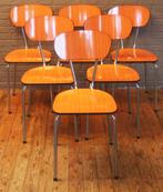 Formica Keukenstoelen / Oranje / Hagelwit / Wit-Grijs, Huis en Inrichting, Stoelen, Ophalen, Zo goed als nieuw, Metaal, Vintage / Jaren 60