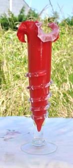 vase murano rouge et incolore dessus colorette, Ophalen of Verzenden
