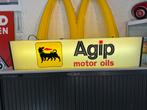Agip motor olie oude lichtbak, Ophalen, Gebruikt, Lichtbak of (neon) lamp