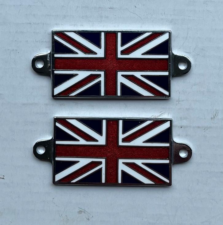 Twee geëmailleerde Union Jack plaatjes, Auto diversen, Overige Auto diversen, Verzenden