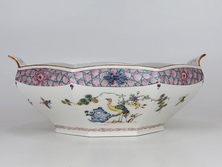 Antieke Limoges kom in Chinese Famille rose smaak, Antiek en Kunst, Antiek | Porselein, Ophalen of Verzenden