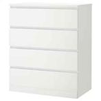 Ikea MALM Ladekast met 4 lades, wit, 80x100 cm, 50 tot 100 cm, 25 tot 50 cm, 100 tot 150 cm, Gebruikt