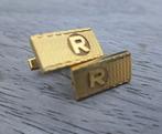 vintage 18K vergulde manchetknopen met initiaal R, Handtassen en Accessoires, Manchetknopen, Ophalen of Verzenden, Zo goed als nieuw