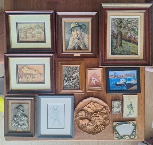 Lot oude schilderijen en kaders in 1 koop, Antiek en Kunst, Kunst | Schilderijen | Klassiek, Verzenden