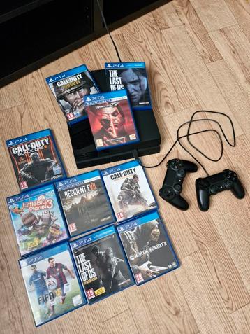 PS4 + 2 manettes + 10 jeux. 500GB beschikbaar voor biedingen