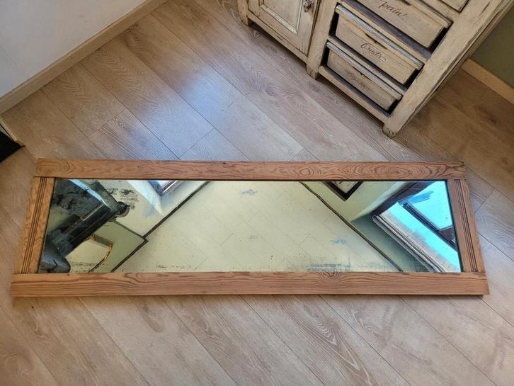 Oude grote spiegel in massief grenen, Antiek en Kunst, Antiek | Spiegels, Ophalen