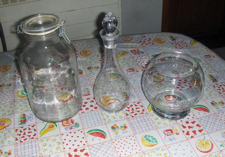 Bewaarpot met Klemdeksel + NIEUWE Snoepbokaal en Karaf, Huis en Inrichting, Keuken | Servies, Nieuw, Overige typen, Glas, Ophalen of Verzenden