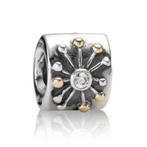 Pandora bedel desert star met goud en witte zirconia, 1 bedel, Ophalen of Verzenden, Zilver, Pandora
