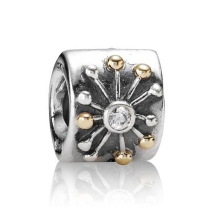 Pandora bedel desert star met goud en witte zirconia, Handtassen en Accessoires, Bedels, Pandora, Zilver, 1 bedel, Ophalen of Verzenden