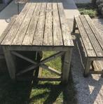 GRATIS tuintafel + banken, Tuin en Terras, Ophalen, Gebruikt, Rechthoekig, Hout