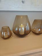 3 glazen amberkleurige kaarshouders, Enlèvement