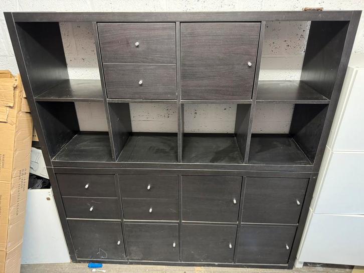 Kallax kast 4x2 2 stuks met deurtjes en schuiven, Huis en Inrichting, Kasten | Buffetkasten, Gebruikt, Ophalen