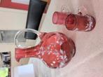 Karafje in Boheems glas, met 2 bijhorende glaasjes, Ophalen of Verzenden, Gebruikt