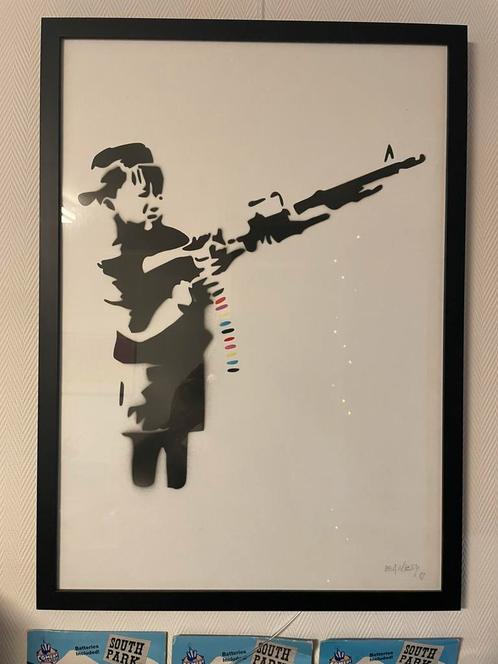 Banksy spray on paper, Antiquités & Art, Art | Peinture | Moderne, Enlèvement ou Envoi