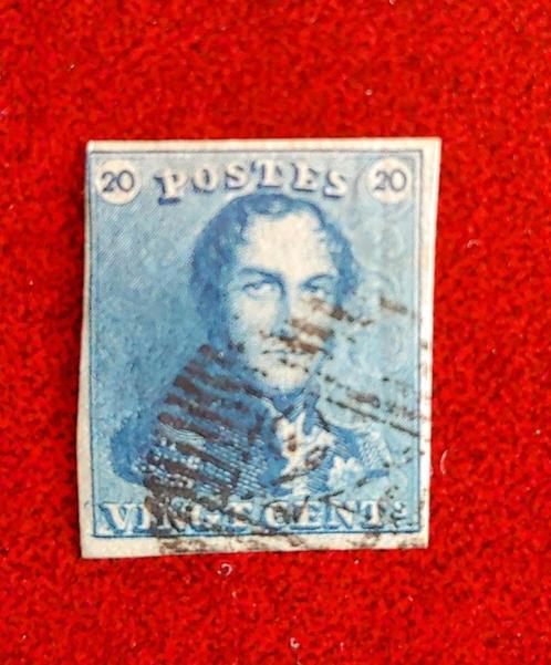 1849 Koning Leopold I "Epauletten"  1849, 20ct    Blauw, Postzegels en Munten, Postzegels | Europa | België, Gestempeld, Staatshoofden